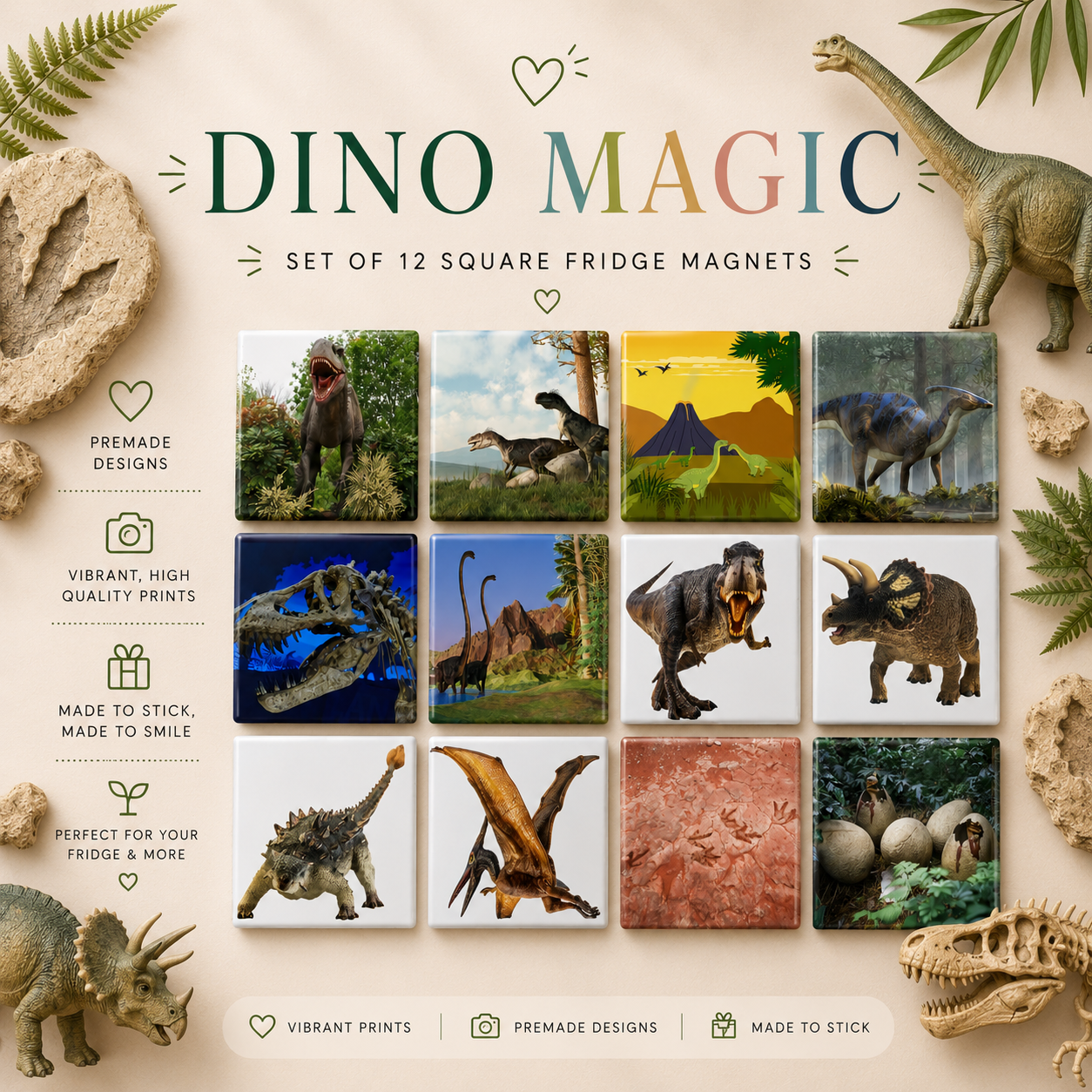 Dino Magic (set of 12 magnets)