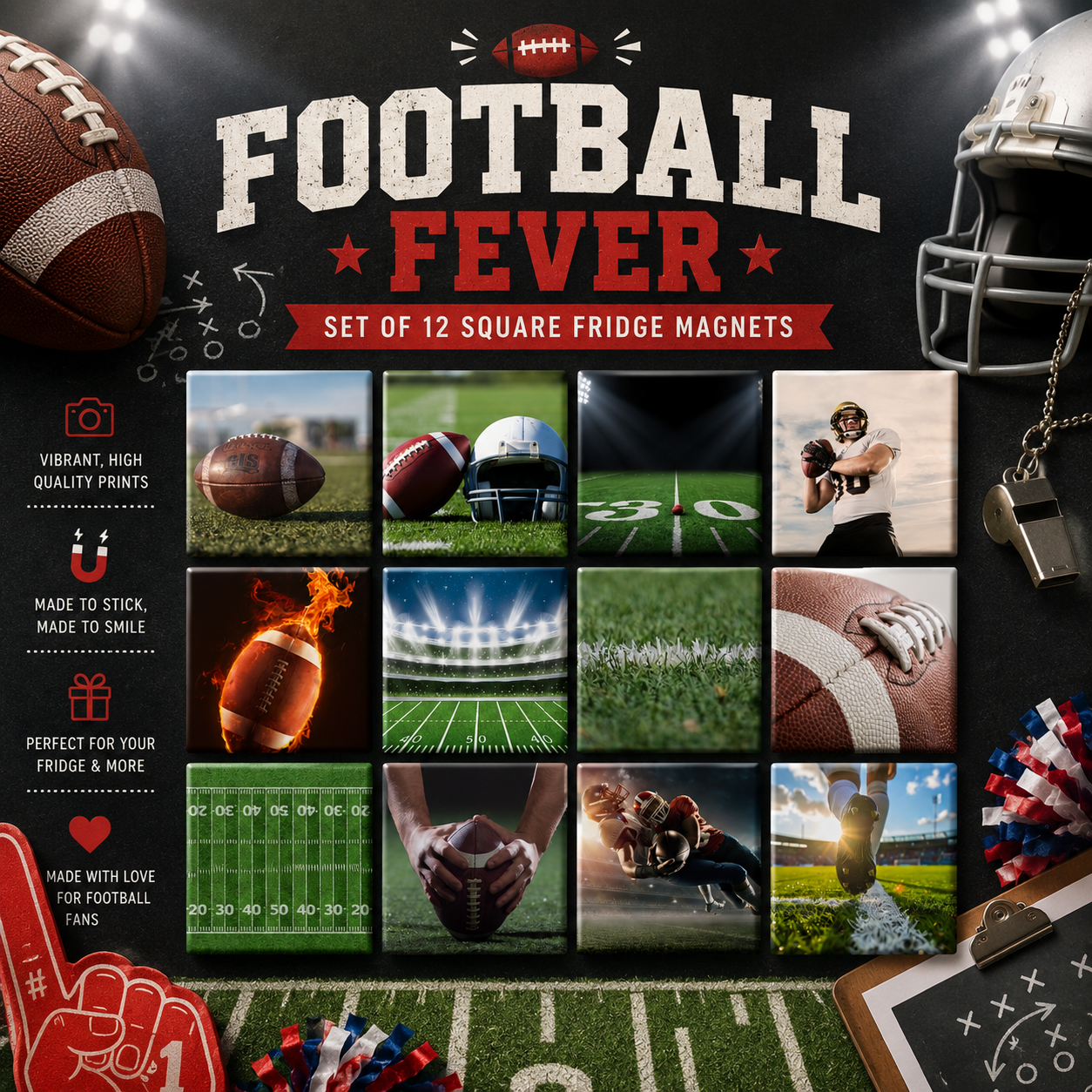 Football Fever (set of 12 magnets)