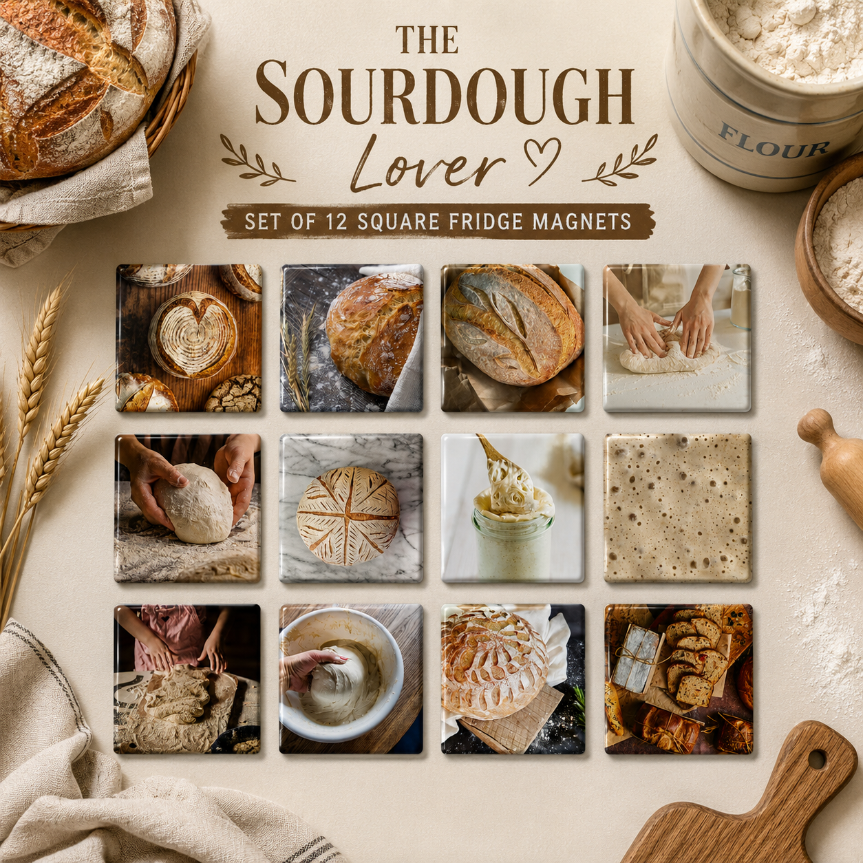 The Sourdough Lover (set of 12 magnets)