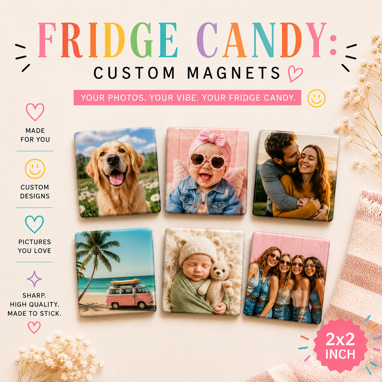 2"x2" Custom Photo Magnets