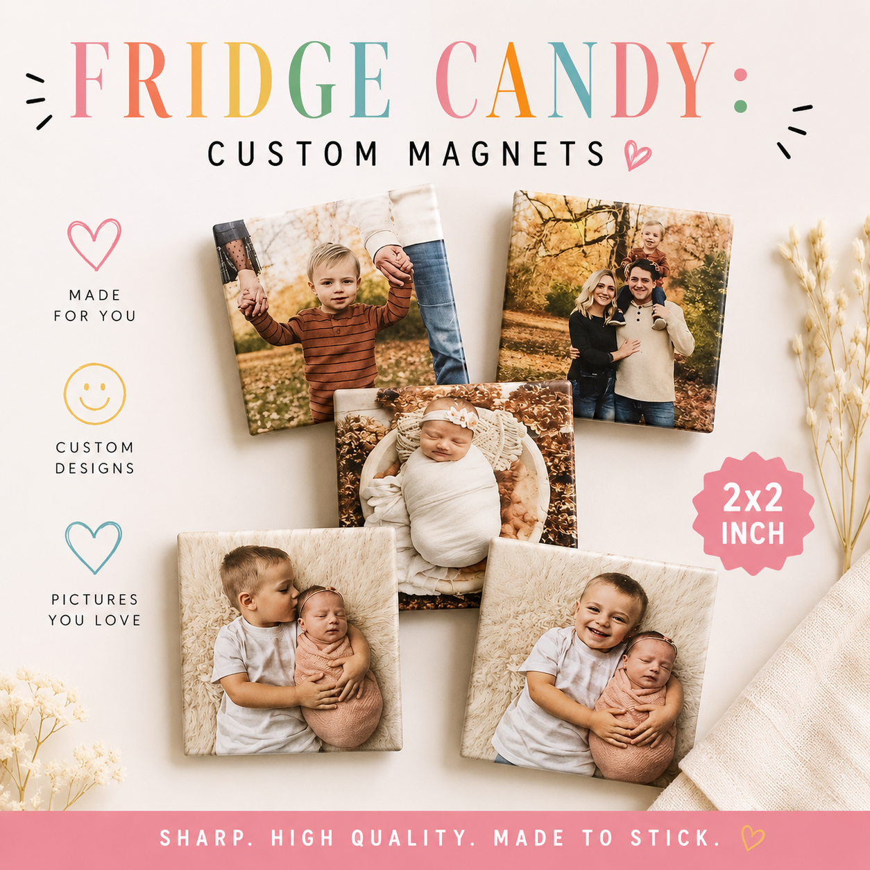 2"x2" Custom Photo Magnets